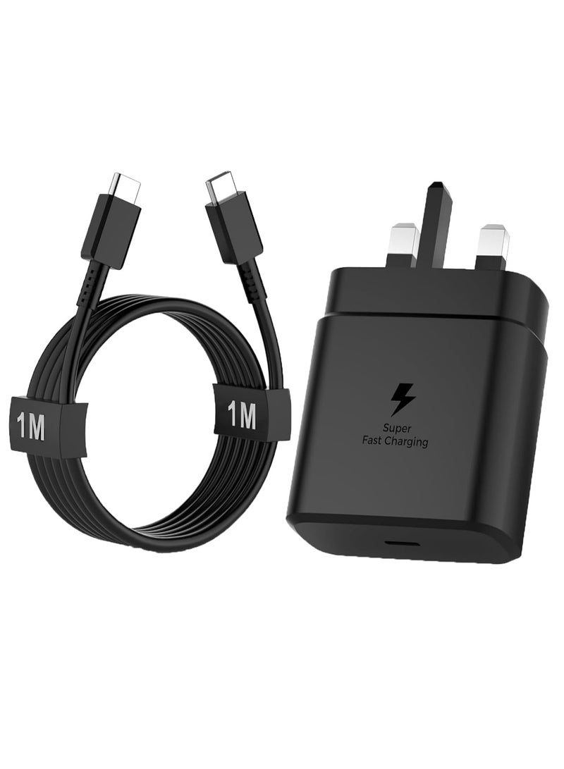 cyleto 45W USB-C Super Fast Charger with 1m Type-C Cable | Travel Adapter with UK Plug | Compatible with S24/S23/S22 Ultra, Note 10/20, A53/A54 – Black - Image 1