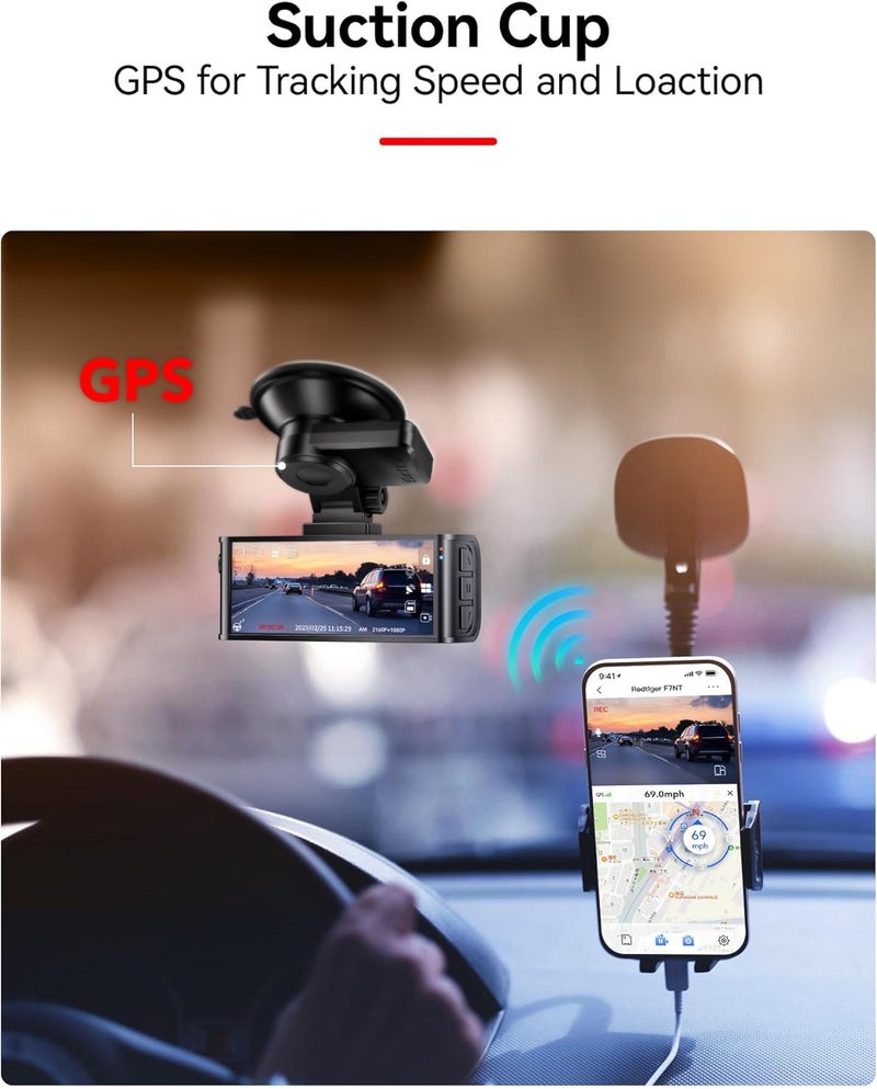 REDTIGER Suction Cup Mount for F7N Dash Cam with GPS Module - Image 5