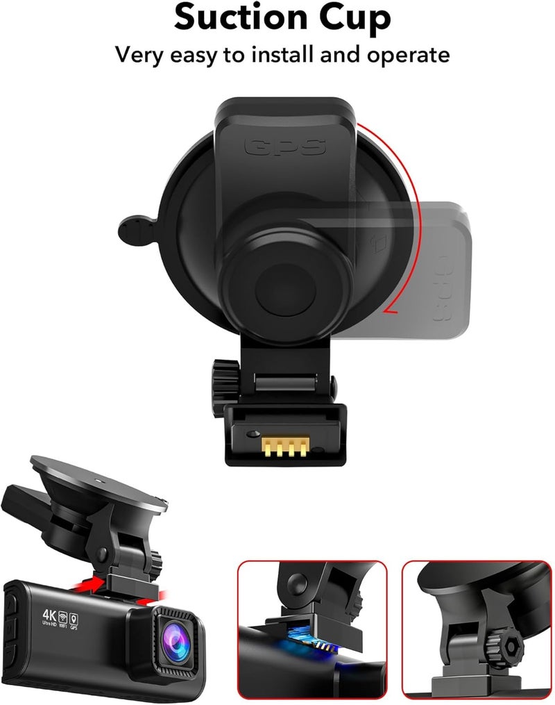 REDTIGER Suction Cup Mount for F7N Dash Cam with GPS Module - Image 2