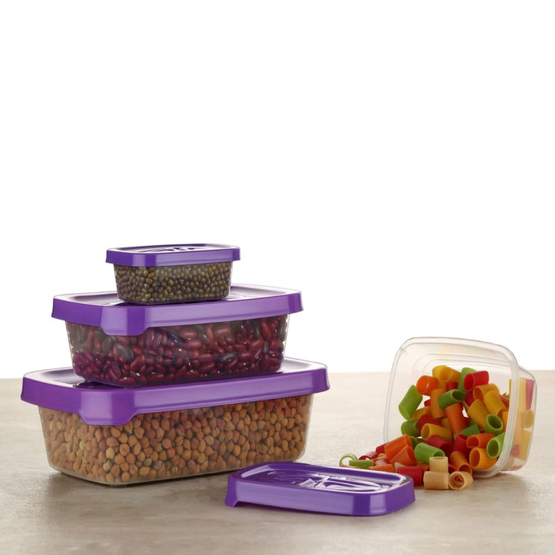 الكبريت حاوية تخزين طعام بلاستيكية مستطيلة مع غطاء محكم المطبخ صندوق لحم ثلاجة تخزين الفريزر 225 مل 325 مل 650 مل 1250 مل 4 قطع أرجواني شفاف