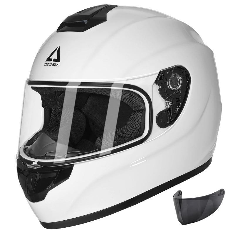 TRIANGLE Motorcycle Helmets Full Face Motorcycle Helmet for Men Women with Tinted and Clear Visor Meet Dot Approved