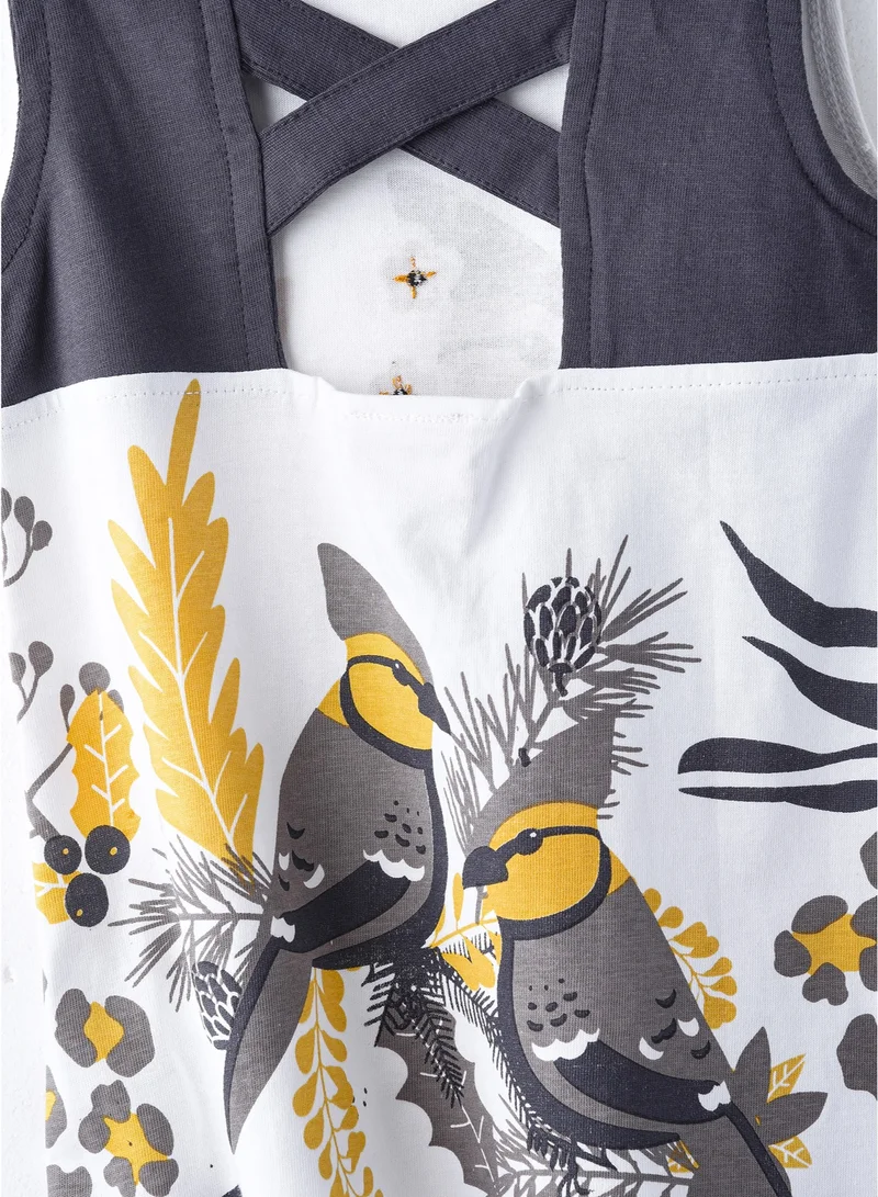 victor and jane Summer Mustard & Cream Dress for Baby Girls
