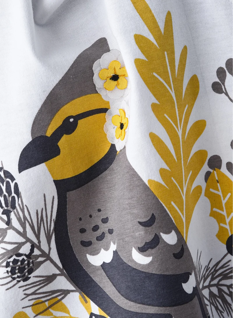 victor and jane Summer Mustard & Cream Dress for Baby Girls
