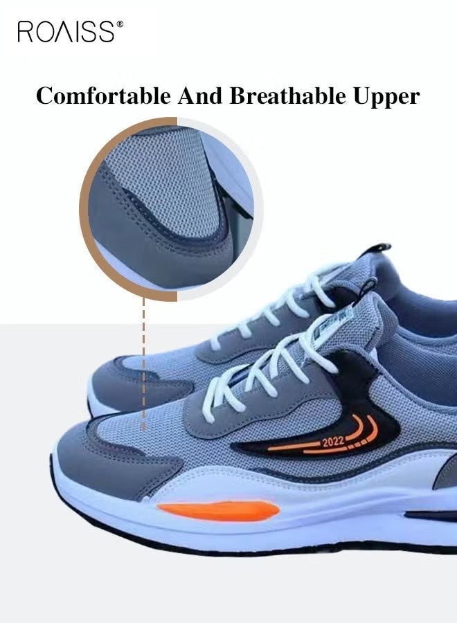 roaiss Men Stylish Color Block Sneakers, Low Top Lace up Running Shoes, Casual Versatile Sports Shoes for Men, Lightweight Breathable Trainers with Non-slip Soles and Mesh Upper, Suitable for Daily Wear and Outdoor Activities - Image 5