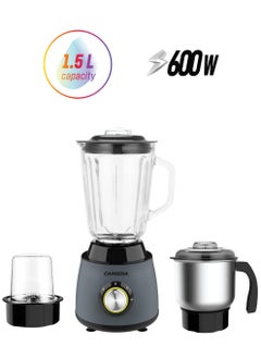 CARRERA 3-in-1 Blender No 567– 600W Power, 1.5L Capacity, SS304 Blades, Copper Motor, 2-Speed Control with Pulse, Medium & Small Grinder, Overheat Protection