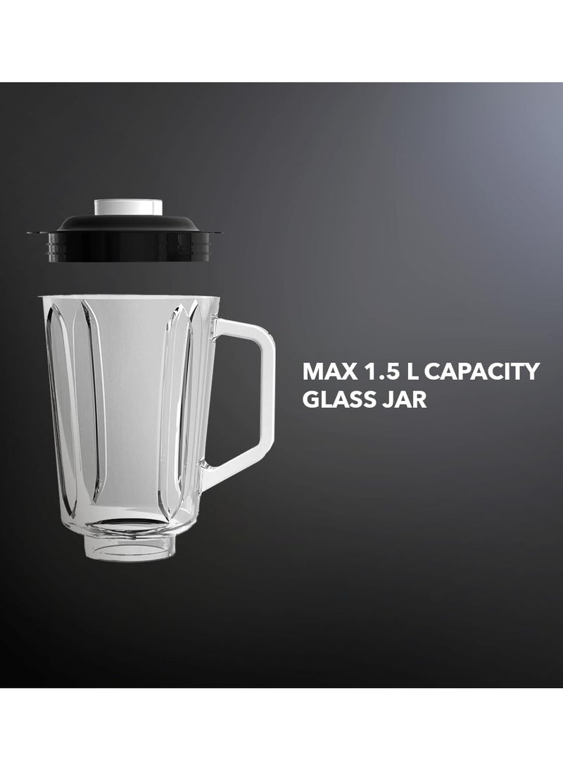 CARRERA 3-in-1 Powerful Blender 600W with 1.5L Blending Jar, Staineless Steel Blades & Copper Motor, Knob Control & LED Dislay, Perfect for Mixing, Grinding and Blending, Grey- CRR567, 2 Year Warranty