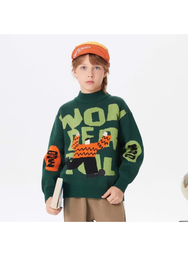 MQD Boys' Winter Fun Letter Pattern Half-zip Sweater For Big Kids - Image 4