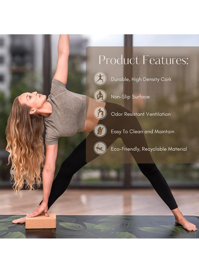 Generic - Cork Yoga Blocks, 2 Pack Yoga Blocks Natural Cork, High Density Yoga Block with Non Slip Surface, Lightweight and Moisture - Proof Cork Block, Perfect Yoga Accessories for Men and Women - Image 1