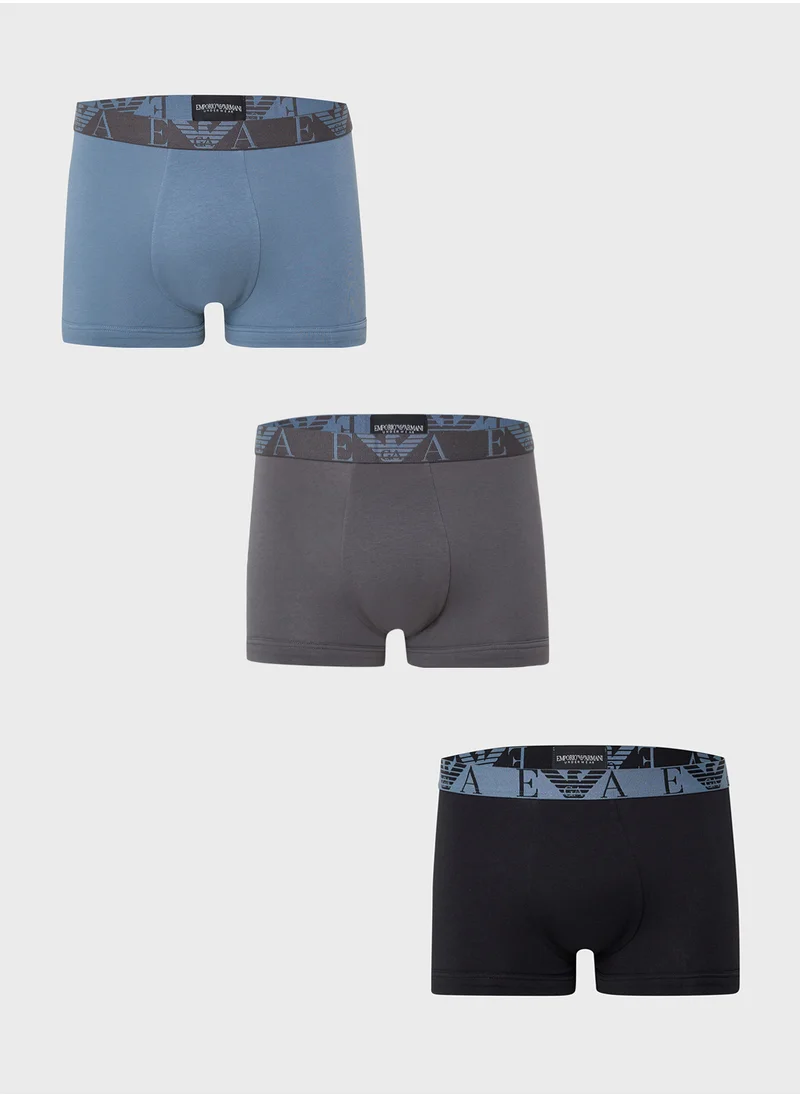 EMPORIO ARMANI 3 Pack Logo Band Trunks