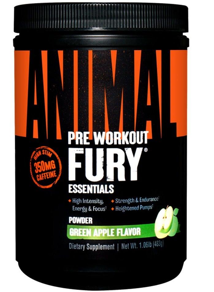 UNIVERSAL Animal Fury Green Apple Strong Pumping Unlimited Focus 30 Servings 483 G
