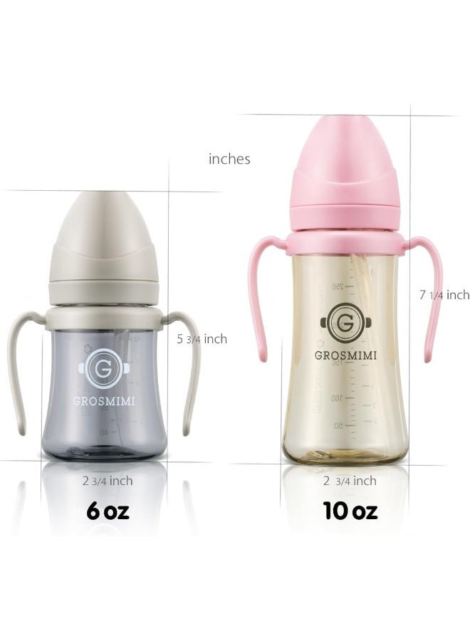 GROSMIMI Spill Proof no Spill Magic Sippy Cup with Straw with Handle for Baby and Toddlers, Customizable, PPSU, BPA Free 6 oz (Beige) - Image 4