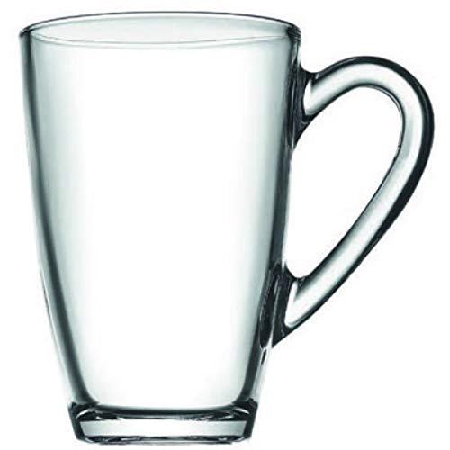 Incrizma Glassware Classic Glass Coffee Tea Mug - 320 ml, Solid Glass Tea Cup, Tea Mugs with Handle, Hot Or Cold Drinks, Set of 2 - Image 1