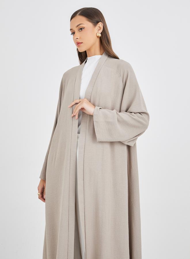 Styli Women Grey Crinkled Open Front Abaya - Image 3