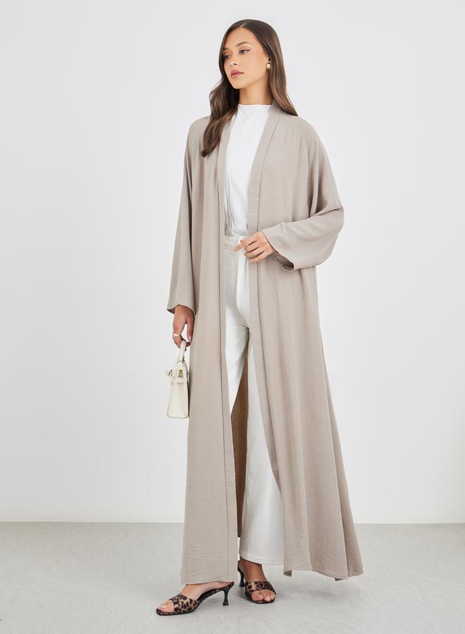 Styli Women Grey Crinkled Open Front Abaya - Image 1