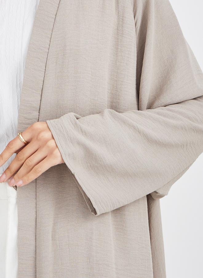 Styli Women Grey Crinkled Open Front Abaya - Image 4