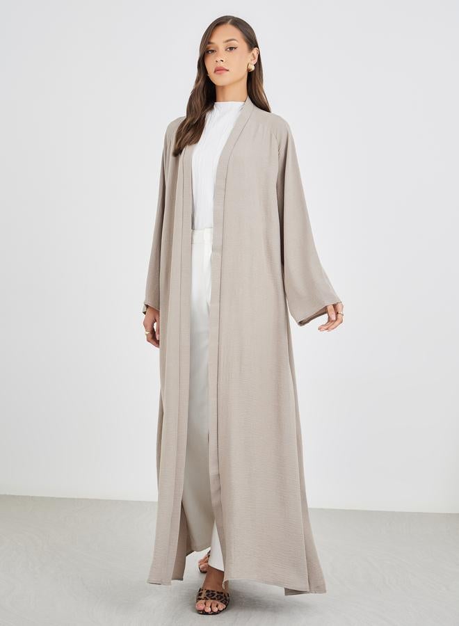Styli Women Grey Crinkled Open Front Abaya - Image 2