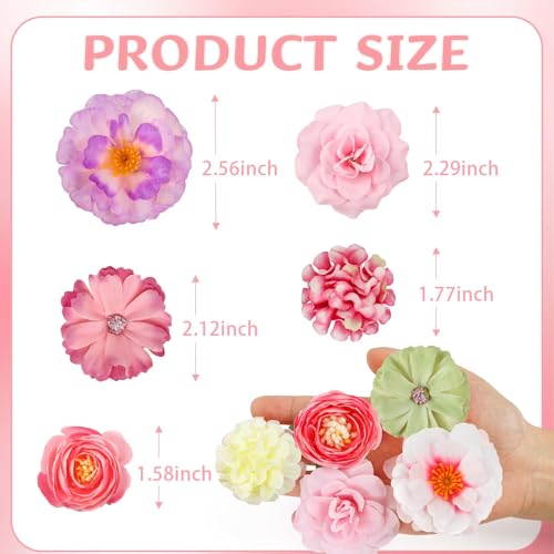 ATTGREAT Fake Flower Heads Mini Silk Flowrs Bulk Small Flower 3D Loose Faux Daisy Rose Sunflowers Plum Blossoms Craft for Wedding Party Cake Baby Shower Home Decor, 110Pcs(Multicolor) - Image 2