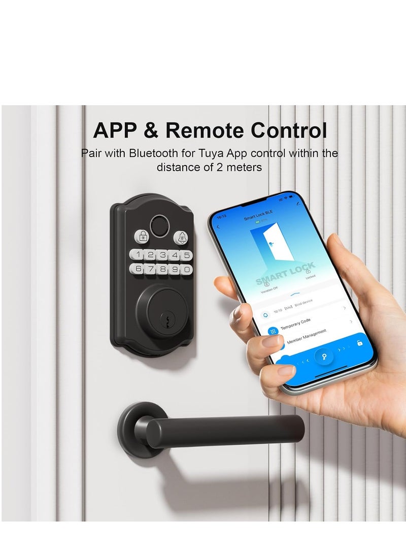 قفل باب دخول بدون مفتاح - أقفال أبواب ببصمة الإصبع مع التحكم في التطبيق - مزلاج ذكي للأبواب الأمامية - أمان بيومتري، قفل تلقائي بلمسة واحدة، مقاوم للماء IP54، سهل التركيب - Image 3