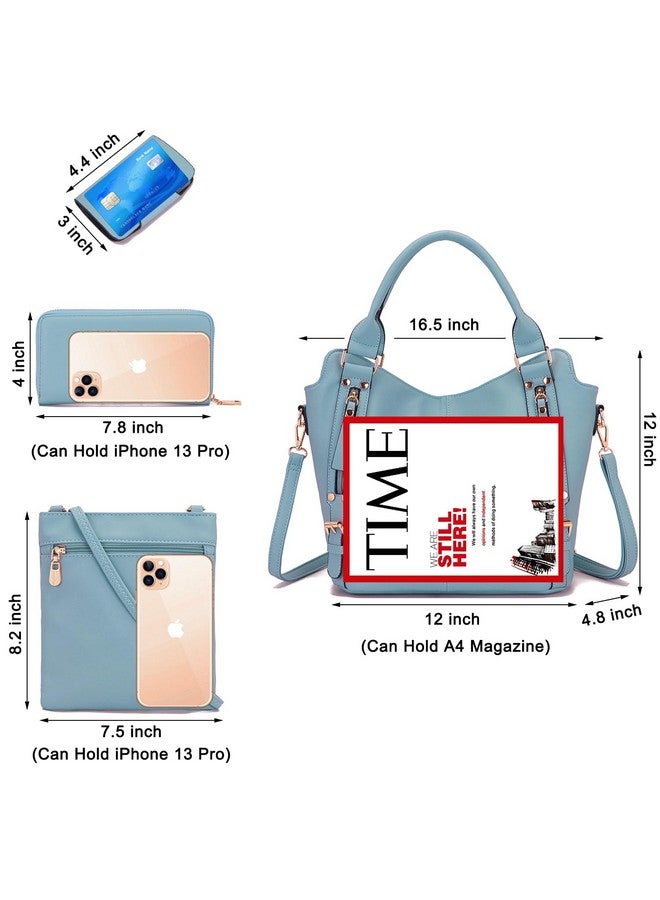 سوبر ويلتون مجموعة حقائب يد نسائية من سوبرويلتون، حقيبة كتف كبيرة، حقيبة كروس بودي من جلد البولي يوريثان، مجموعة من 4 قطع - Image 3