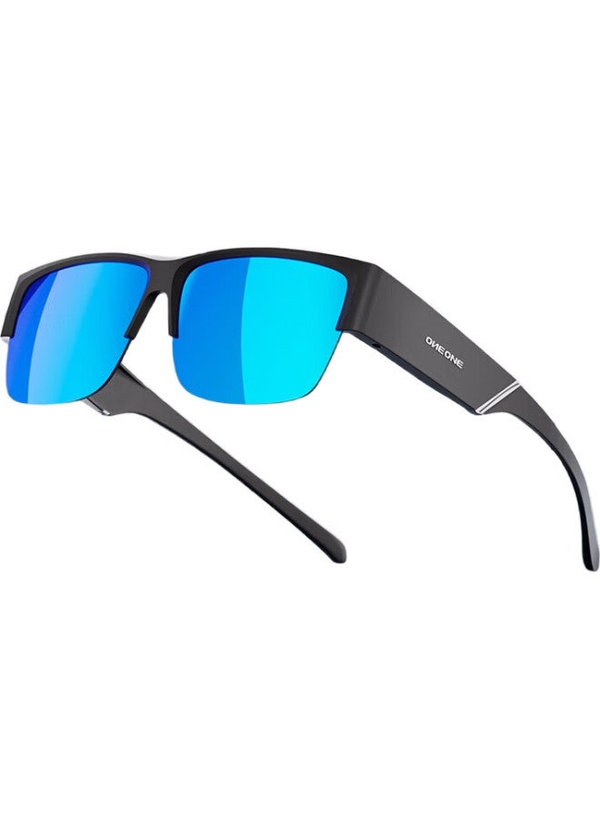 One&One Polarized Uv Protection Half Frame Sunglasses For Myopia With Clip-On Lenses For Men And Women Driving - Image 3