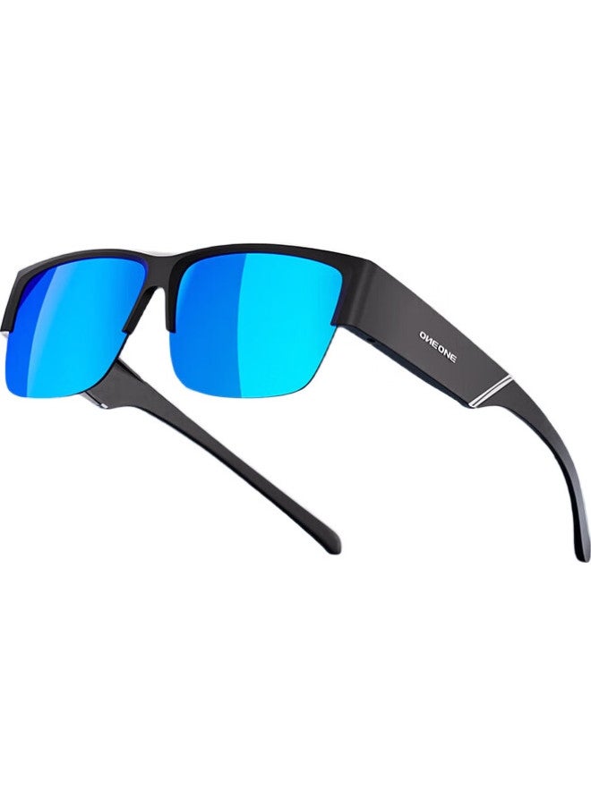 One&One Polarized Uv Protection Half Frame Sunglasses For Myopia With Clip-On Lenses For Men And Women Driving - Image 1