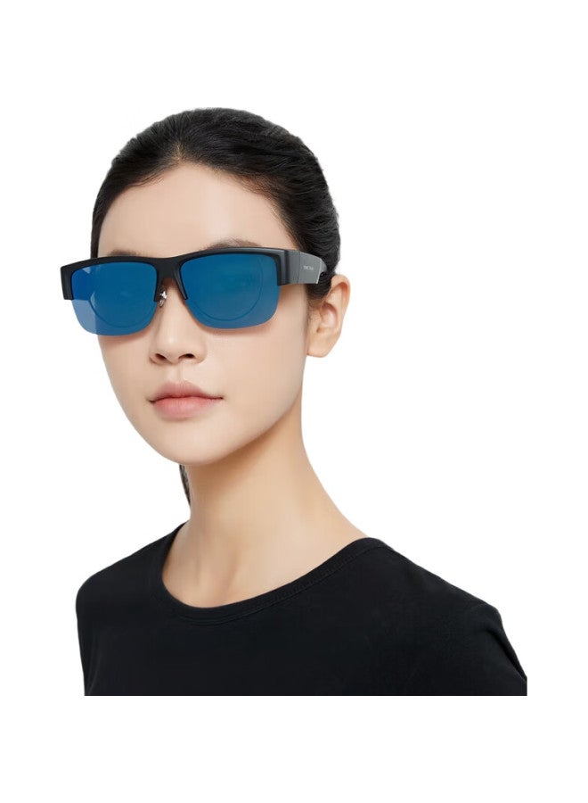 One&One Polarized Uv Protection Half Frame Sunglasses For Myopia With Clip-On Lenses For Men And Women Driving - Image 2