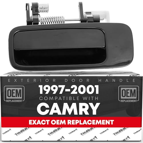 T1A Exterior Rear Driver Door Handle Replacement Compatible with 19972001 Toyota Camry Smooth Black Plastic OEM 6924033030 - Image 1