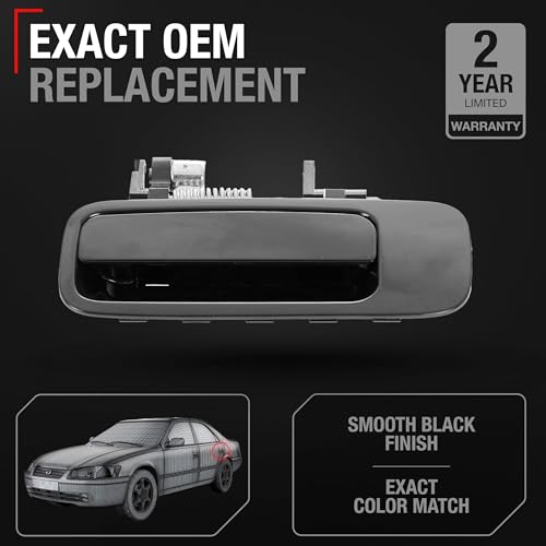 T1A Exterior Rear Driver Door Handle Replacement Compatible with 19972001 Toyota Camry Smooth Black Plastic OEM 6924033030 - Image 3
