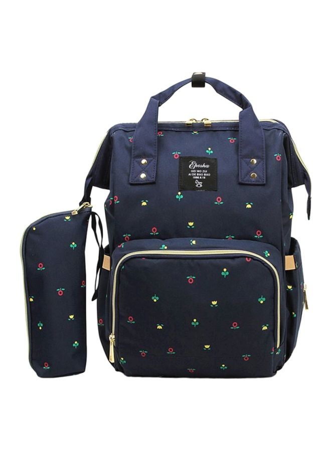 2-Piece Floral Printed Backpack Set Navy/Red/Green - Image 1