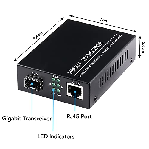 GESD A Pair of 1.25G/s Bidi Gigabit Multi-Mode Fiber Ethernet Media Converter with 2PCS Bidi SFP LC Dual Transceiver Module Included, 10/100/1000Base-Tx to 1000Base-SX SMF RJ45 to SFP Slot up to 550M - Image 5