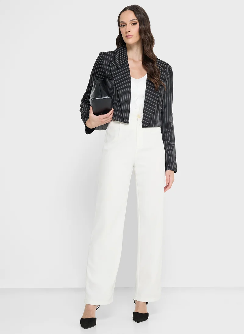 ELLA Cropped Pinstripe Blazer