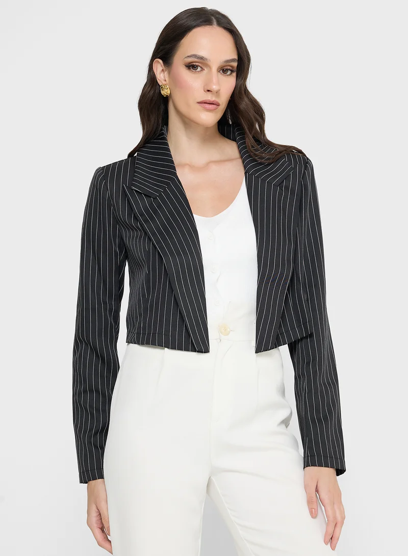 ELLA Cropped Pinstripe Blazer