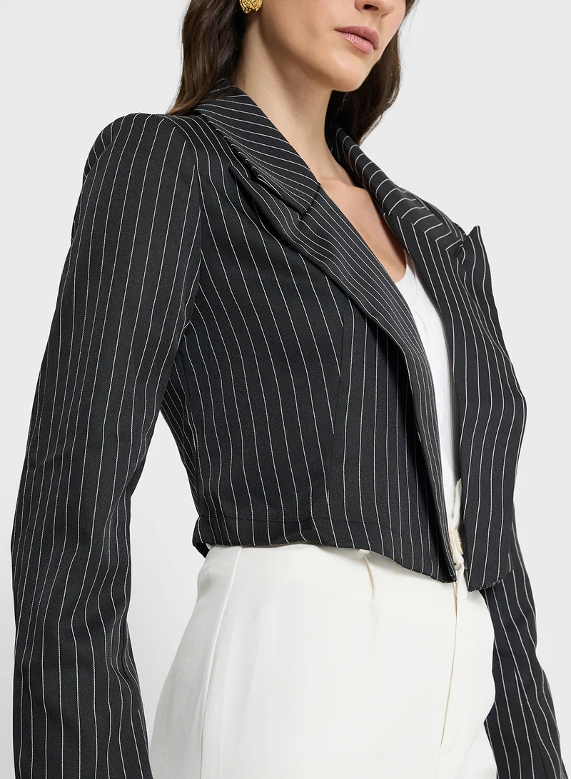 ELLA Cropped Pinstripe Blazer