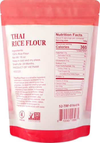 52USA Thai Rice Flour 16 Ounce (Basic), 1 Pound (Pack of 1), Rice Flour for Baking or Cooking, Product of THAILAND, All Natural White Rice Flour, Vegan - Image 2