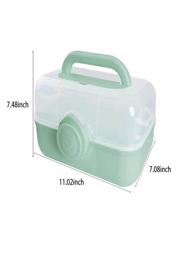 Saim Plastic Medical Box First Aid Storage Containers 3-Tier Fold Tray with Removable Pill Case Family Empty Medication Organizer with Handled for Home, Medical Facility, School and Travel-Cyan-2 - Image 2