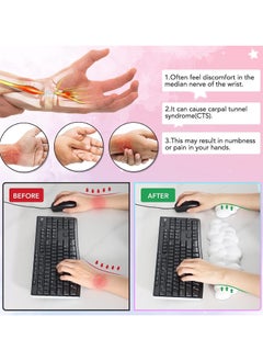 NNEWVANTE Keyboard Cloud Wrist Rest 2 Piece Set, High Density Memory Foam Keyboard Palm Rest, Ergonomic Keyboard Wrist Rest, Pain Relief, Office, Computer, Laptop, Gaming, Mouse Pad Rest (White)  - Image 2