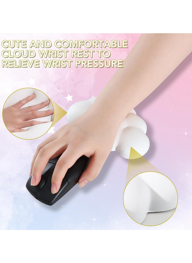 NNEWVANTE - Keyboard Cloud Wrist Rest 2 Piece Set, High Density Memory Foam Keyboard Palm Rest, Ergonomic Keyboard Wrist Rest, Pain Relief, Office, Computer, Laptop, Gaming, Mouse Pad Rest (White) - Image 1