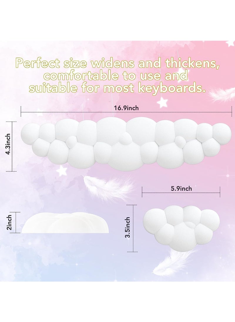 NNEWVANTE - Keyboard Cloud Wrist Rest 2 Piece Set, High Density Memory Foam Keyboard Palm Rest, Ergonomic Keyboard Wrist Rest, Pain Relief, Office, Computer, Laptop, Gaming, Mouse Pad Rest (White) - Image 1