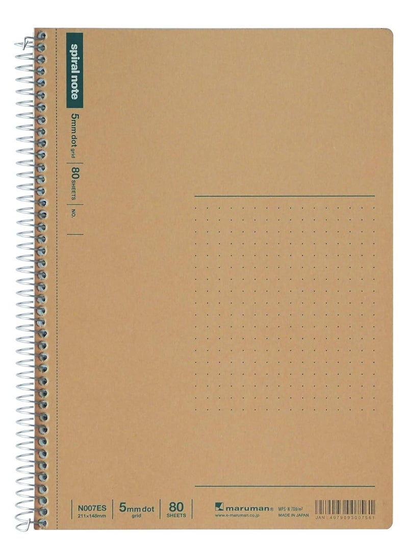 Maruman SPIRAL NOTE BASIC 6.26 x 8.31 inches (A5), 5mm dot grid, 80 Sheets (N007ES),White - pzsku/ZB9583F50A01B1A647516Z/45/_/1737798057/01d2a1c0-4a4f-4ab5-8185-619a9c133244