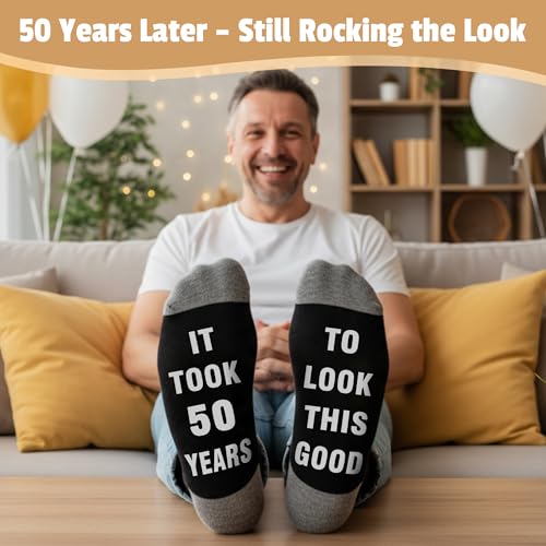 Pradnel 50th Birthday Gifts for Him Cool Gifts for 50 Year Old Man Happy 50th Birthday Decorations for Men Vintage 1976 Wine GlassToilet Paper Roll Novelty Socks Funny 50 Year Old Gift ideas for Mens - Image 5
