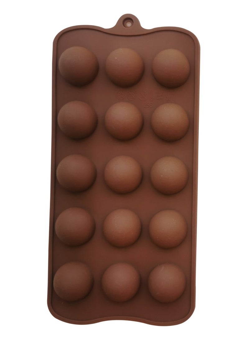 asmat 3D Half Ball Sphere Silicone Mold – Non-Stick Chocolate Cube Cake Baking Mould, Flexible & Food-Grade Silicone for Hot Chocolate Bombs, Dome Mousse, Jelly, Ice Cubes, DIY Crafts – Brown (21 x 10 cm)  - Image 1