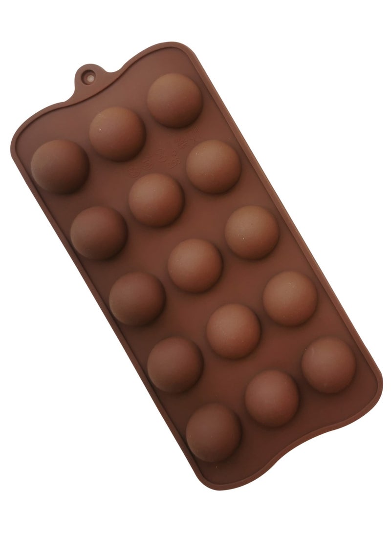 asmat 3D Half Ball Sphere Silicone Mold – Non-Stick Chocolate Cube Cake Baking Mould, Flexible & Food-Grade Silicone for Hot Chocolate Bombs, Dome Mousse, Jelly, Ice Cubes, DIY Crafts – Brown (21 x 10 cm)  - Image 2