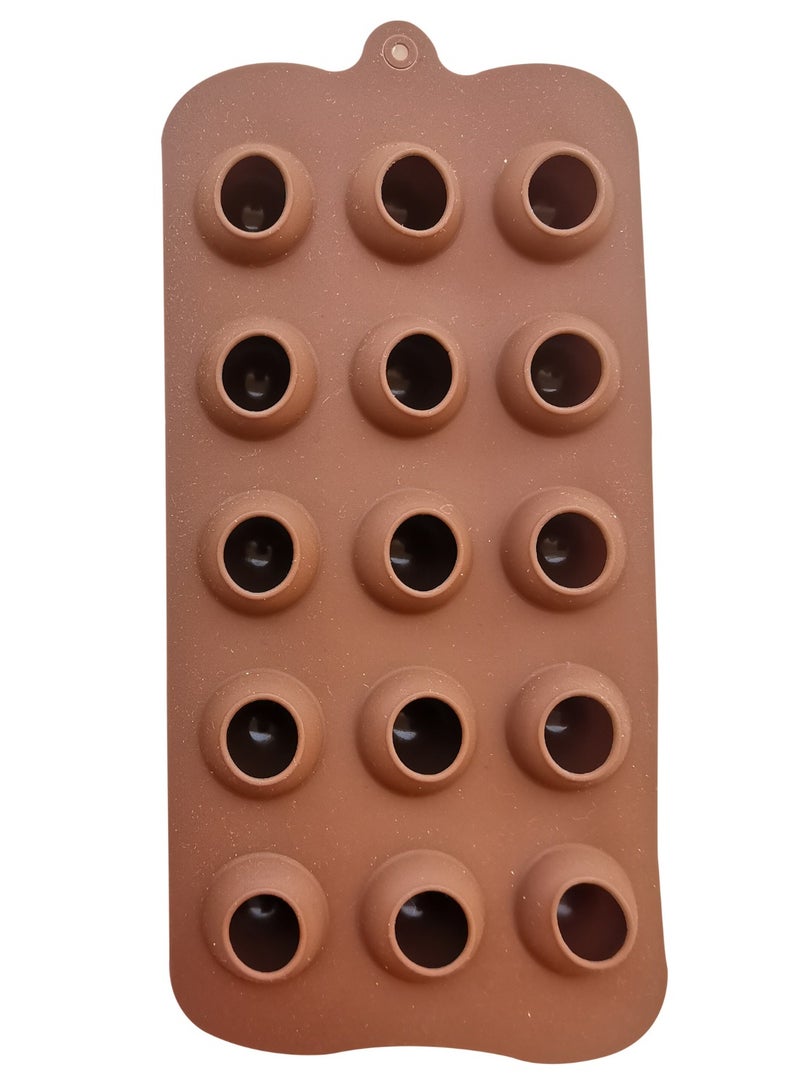 asmat 3D Half Ball Sphere Silicone Mold – Non-Stick Chocolate Cube Cake Baking Mould, Flexible & Food-Grade Silicone for Hot Chocolate Bombs, Dome Mousse, Jelly, Ice Cubes, DIY Crafts – Brown (21 x 10 cm)  - Image 3