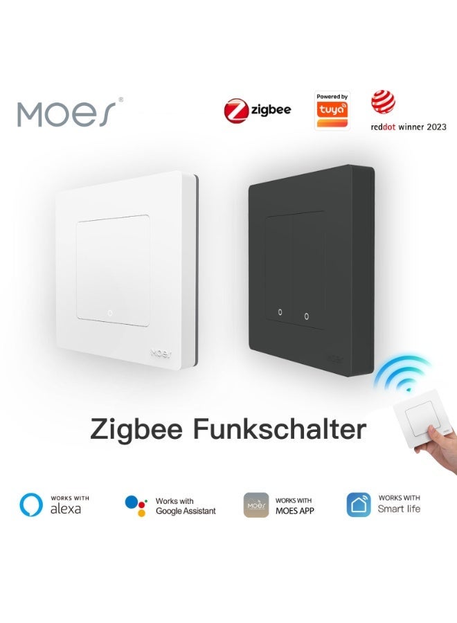 MOES Zigbee Push Ring Scene Switch – 4 Gang (White) | Wireless Smart Scene Controller, Tuya/Smart Life Compatible, Requires Zigbee Hub, Reverse Switch Function, LED Star Ring Button - Image 2