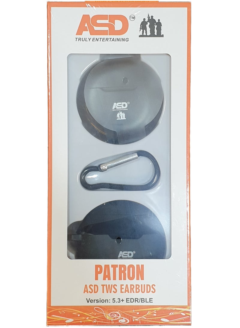 ASD - Wireless Earphone ASD-K15 Free Silicon Cover With Hook, Premium Look, Compatible with IOS And Android Devices, Type-C Charging - Black - Image 1