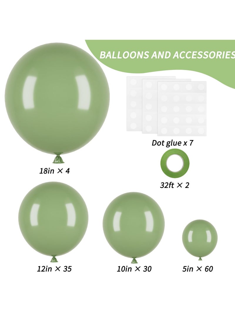 129pcs Sage Green Balloons Latex Balloons Different Sizes 18 12 10 5 Inch Olive Green Party Balloon Kit for Birthday Party Graduation Baby Shower Wedding Safari Jungle Balloon Decoration - Image 2