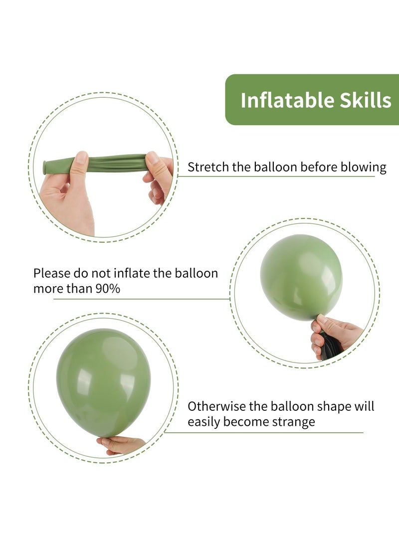 129pcs Sage Green Balloons Latex Balloons Different Sizes 18 12 10 5 Inch Olive Green Party Balloon Kit for Birthday Party Graduation Baby Shower Wedding Safari Jungle Balloon Decoration - Image 3