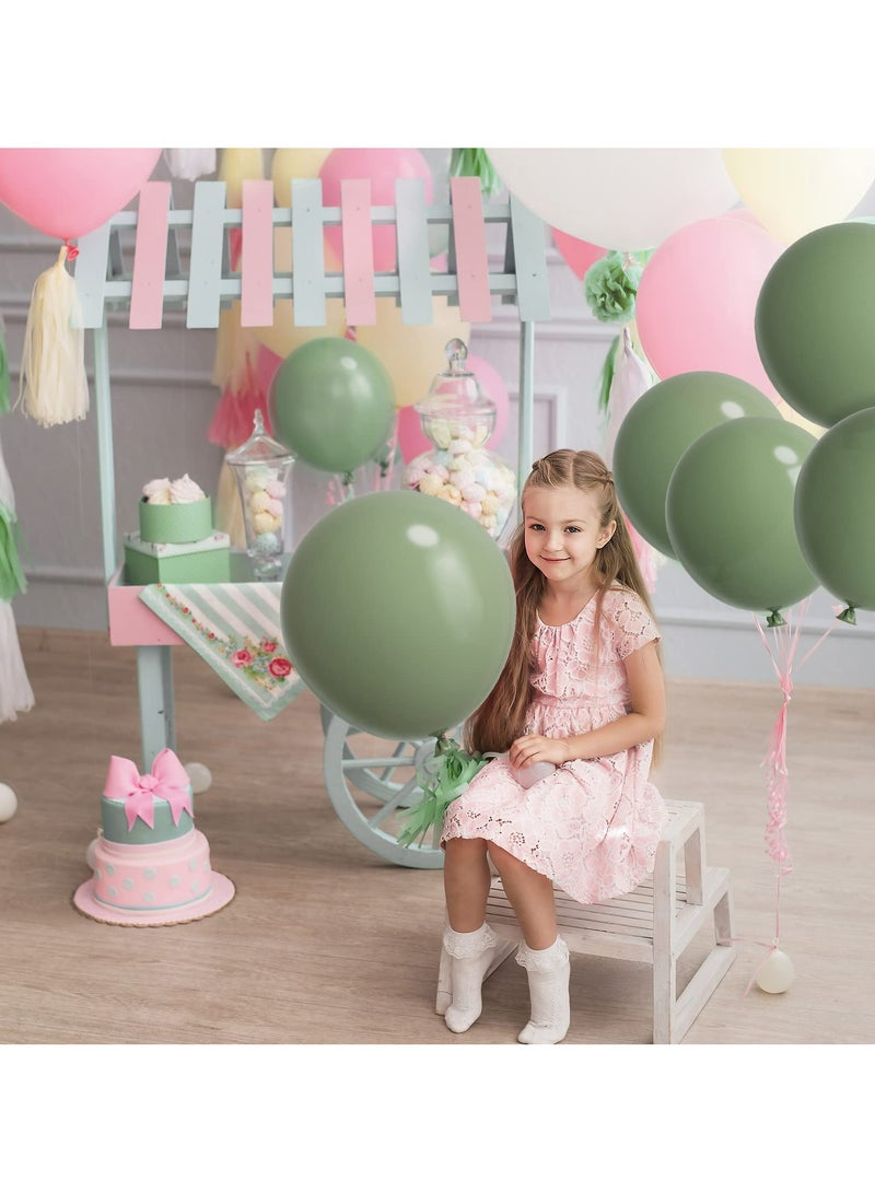 129pcs Sage Green Balloons Latex Balloons Different Sizes 18 12 10 5 Inch Olive Green Party Balloon Kit for Birthday Party Graduation Baby Shower Wedding Safari Jungle Balloon Decoration - Image 4