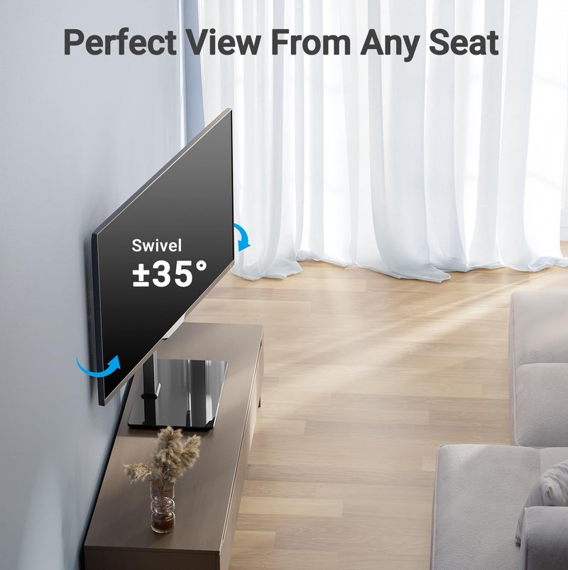 PERLESMITH Universal Swivel TV Stand Mount for 37-80 Inch LCD OLED Flat/Curved Screen TVs-Height Adjustable Table Top TV Stand/Base with Wire Management,VESA 600x400mm up to 99lbs,PSTVS35 - Image 2