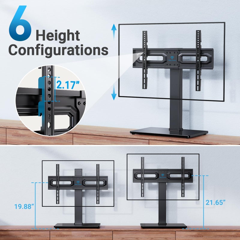 PERLESMITH Universal Swivel TV Stand Mount for 37-80 Inch LCD OLED Flat/Curved Screen TVs-Height Adjustable Table Top TV Stand/Base with Wire Management,VESA 600x400mm up to 99lbs,PSTVS35 - Image 3